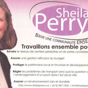 My cousin Sheila Perry made an amazing run for Ottawa City Council, coming out of the blue to nearly upset the establishment candidate. Next time!!